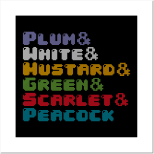 Plum White Mustard Green Scarlet Peacock - Clue Posters and Art